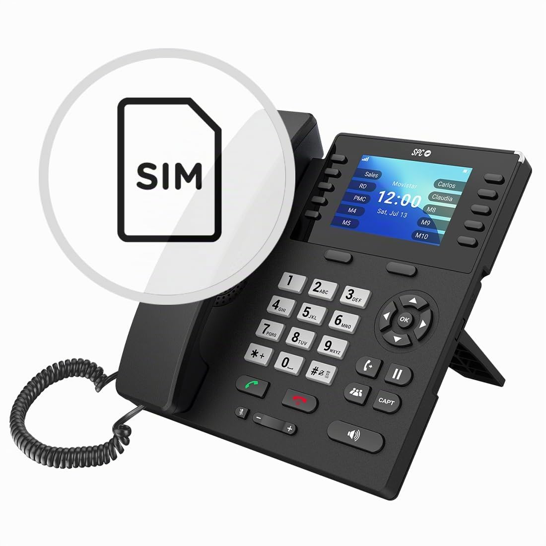SPC WF100 – Téléphone Fixe Filaire avec SIM |4G, appels Volte et VoWiFi | Écran Couleur 3,5” | Environnement Android | Configuration à Distance | Bluetooth et WiFi | Batterie de sécurité 2 000mAh