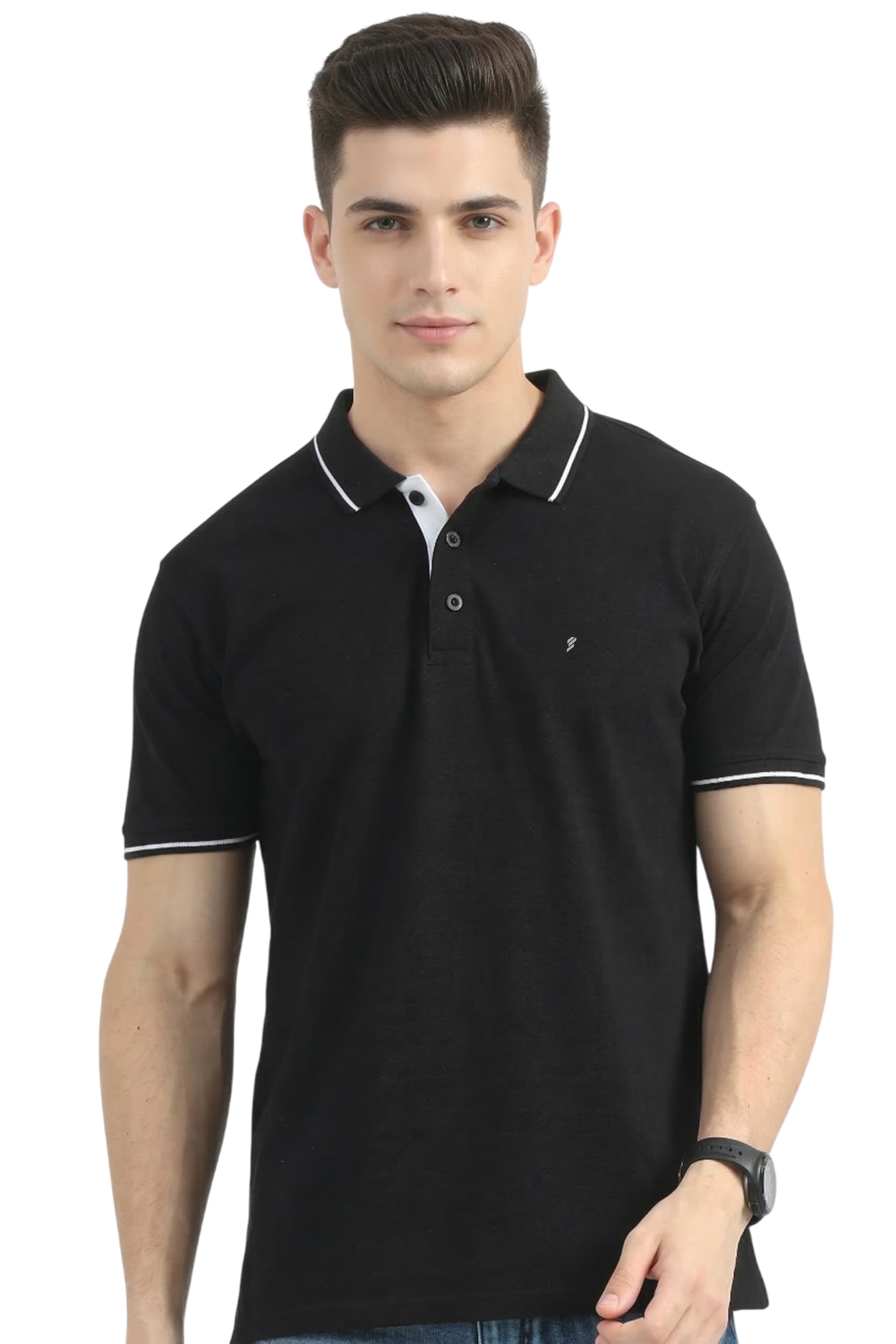 excello Men's Premium 270 GSM Pure Cotton Tipping Polo | Biowashed Heavyweight Regular Fit T-Shirt-picture-9