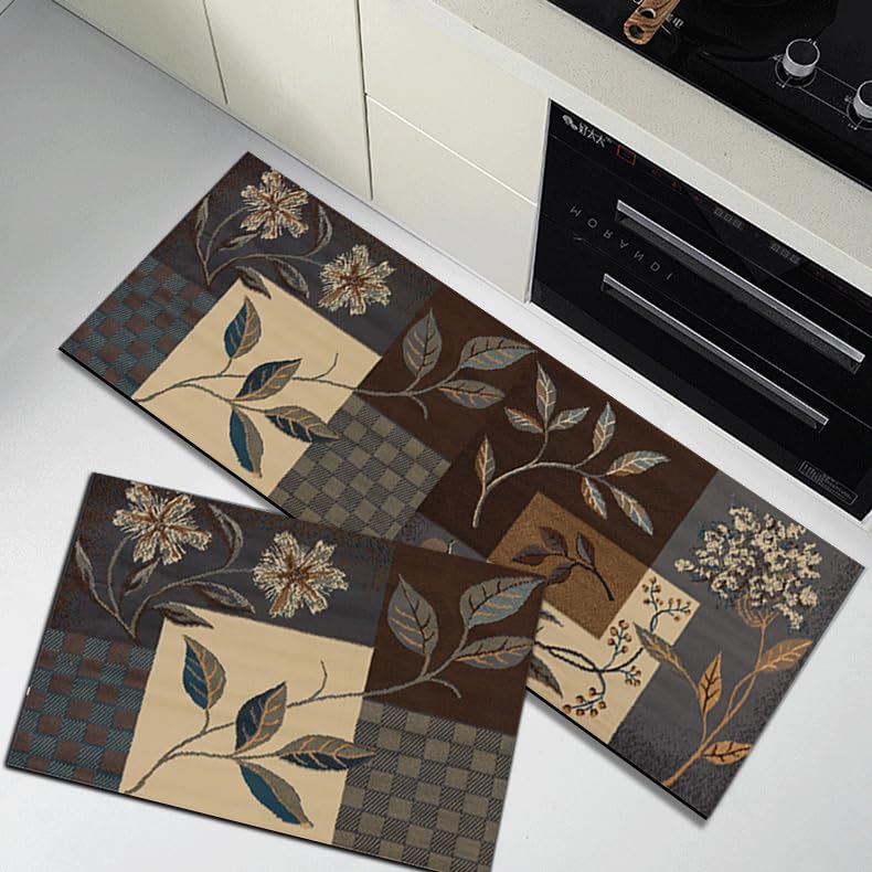 Image of Roslen Non Slip Kitchen Mats for Floor Set of 2, Anti Fatigue Memory Foam Standing Mats for Cooking & Sink, Soft Waterproof Cushioned Rugs, Absorbent Rugs for Kitchen, Office, Sink, Balcony