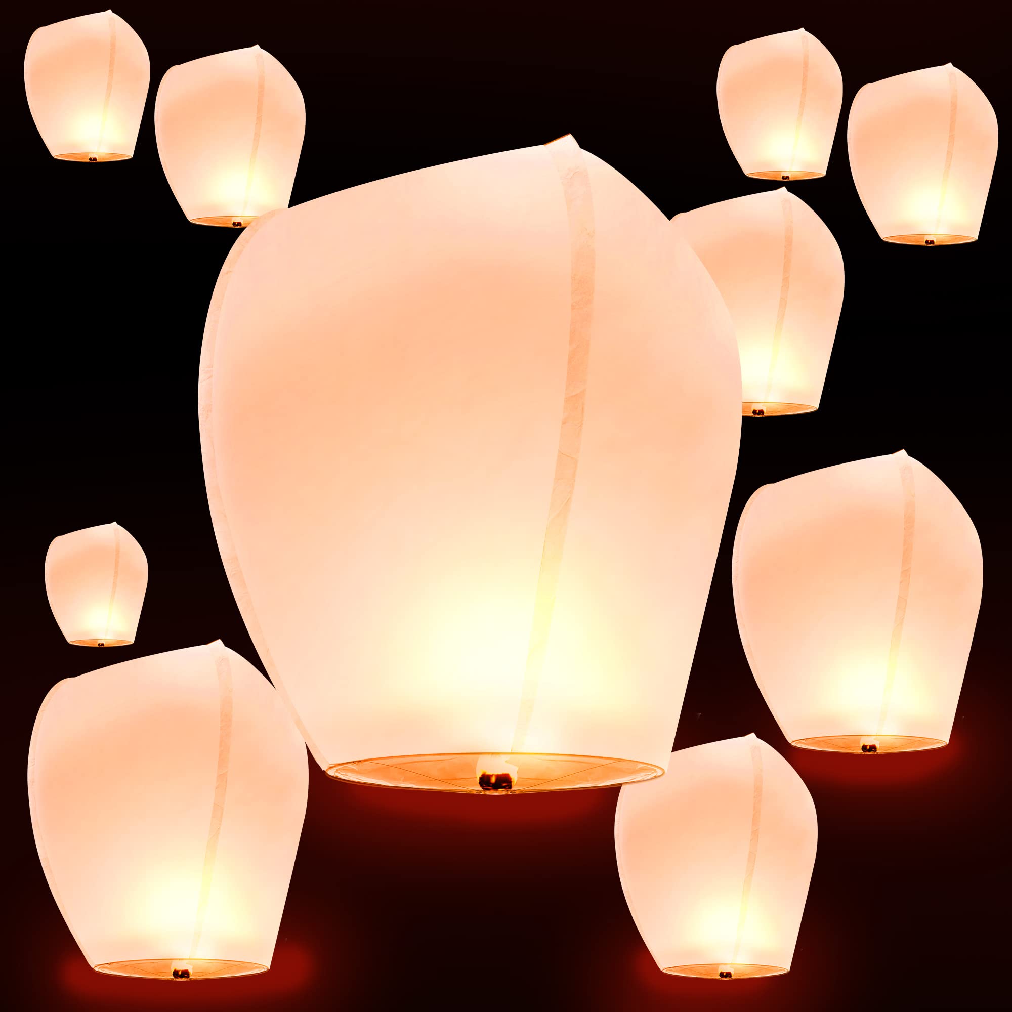 Elayce 10 Pack Paper Chinese Lanterns, 100% Biodegradable Environmentally Paper Lanterns,Biodegradable Gift for Weddings, Birthdays, Memorials and Much More