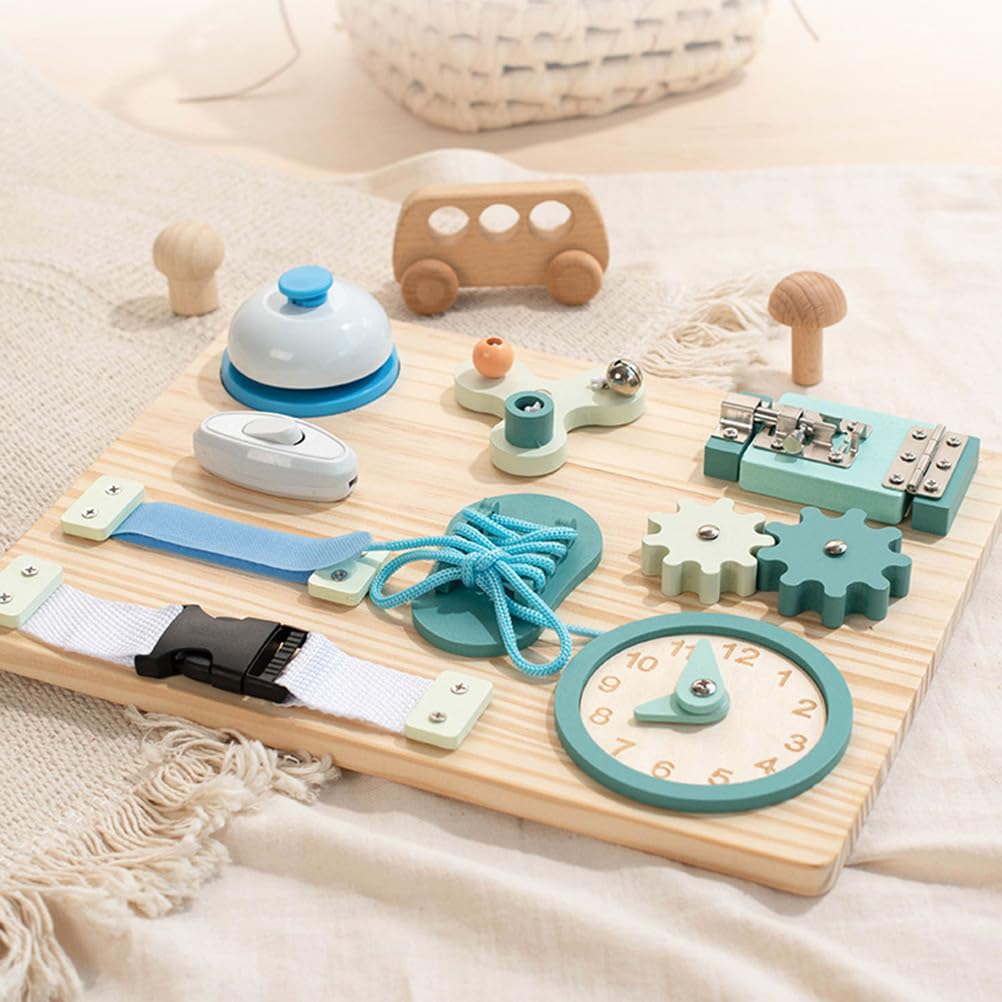 Holz Busy Board Montessori Spielzeug, sensorisches Aktivitätsbrett | Kleinkind-Sinnesspielzeug, Lernspielzeug für Lebensfähigkeiten, Spielzeug zur Förderung der Feinmotorik