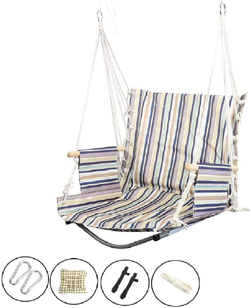 Hammock Chair Cushions and Wood Armrest, Relax Hanging Swing Chairs for Indoor/Outdoor/Patio/Porch