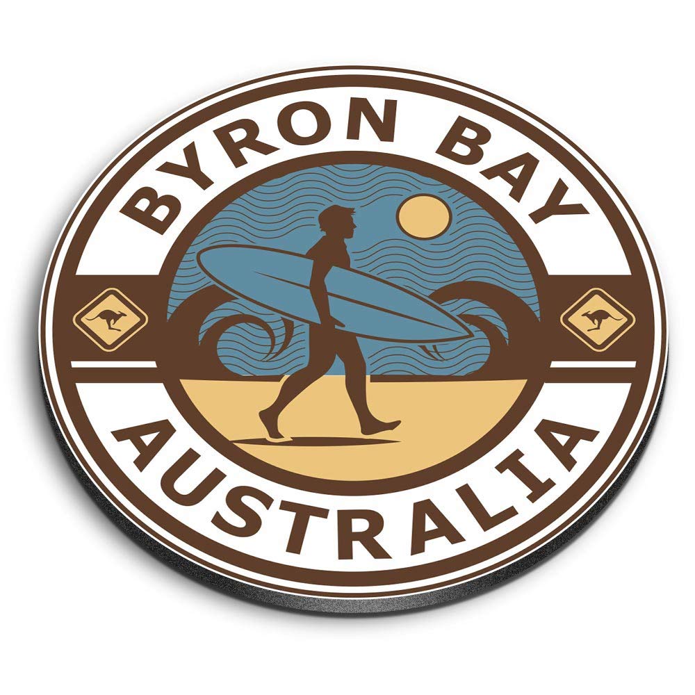 Destination Vinyl Ltd Multicolor 1 X Round Mdf Magnet - Byron Bay Australia Travel 9245