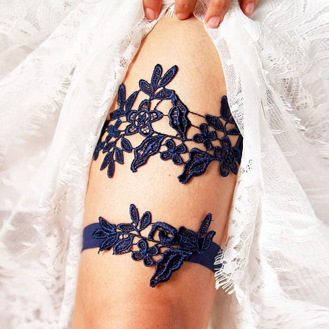 blue wedding garter set