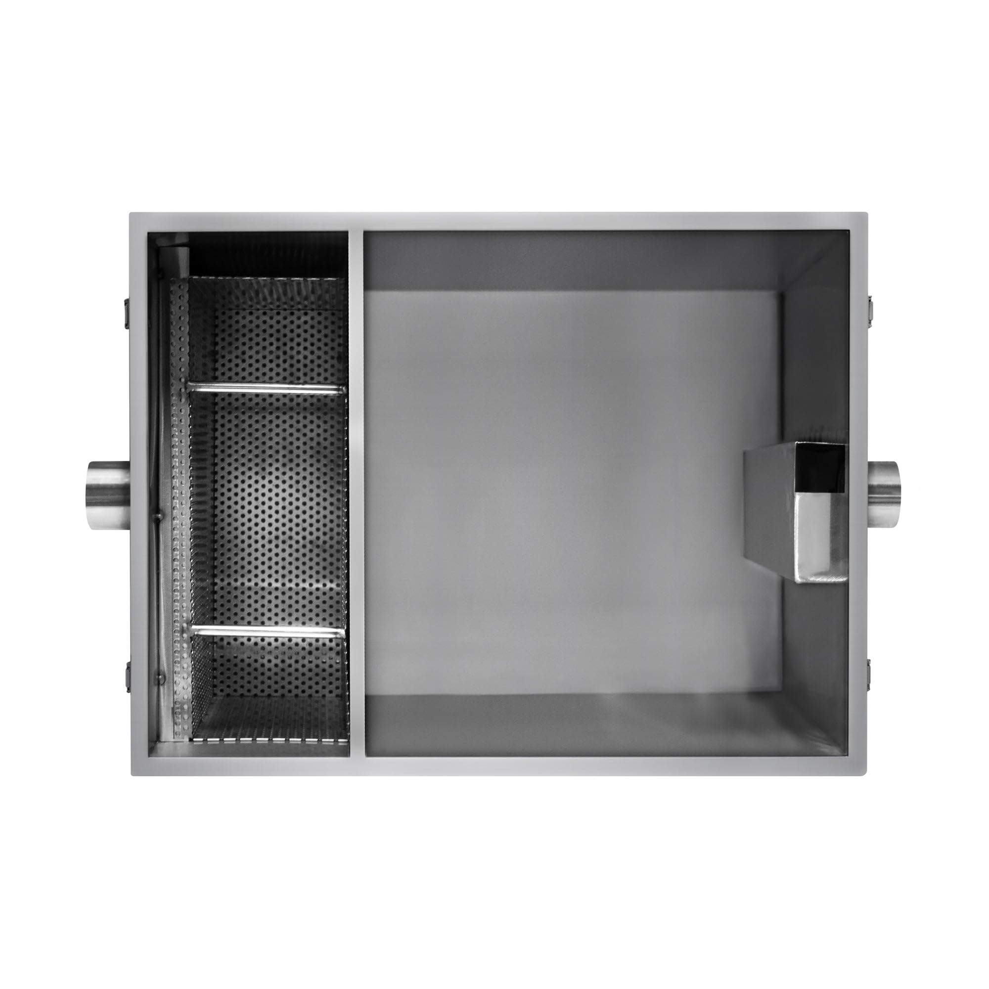 Kommerzieller Fettabscheider, 96 l, Untertischabscheider, 10 kg, Edelstahl, Abfallfett, Wasserabscheider, Filter, Restaurant, Küche, Café, 50 mm Ein- und Auslass, kompakt, 42 cm H x 45 cm B x 52 cm T