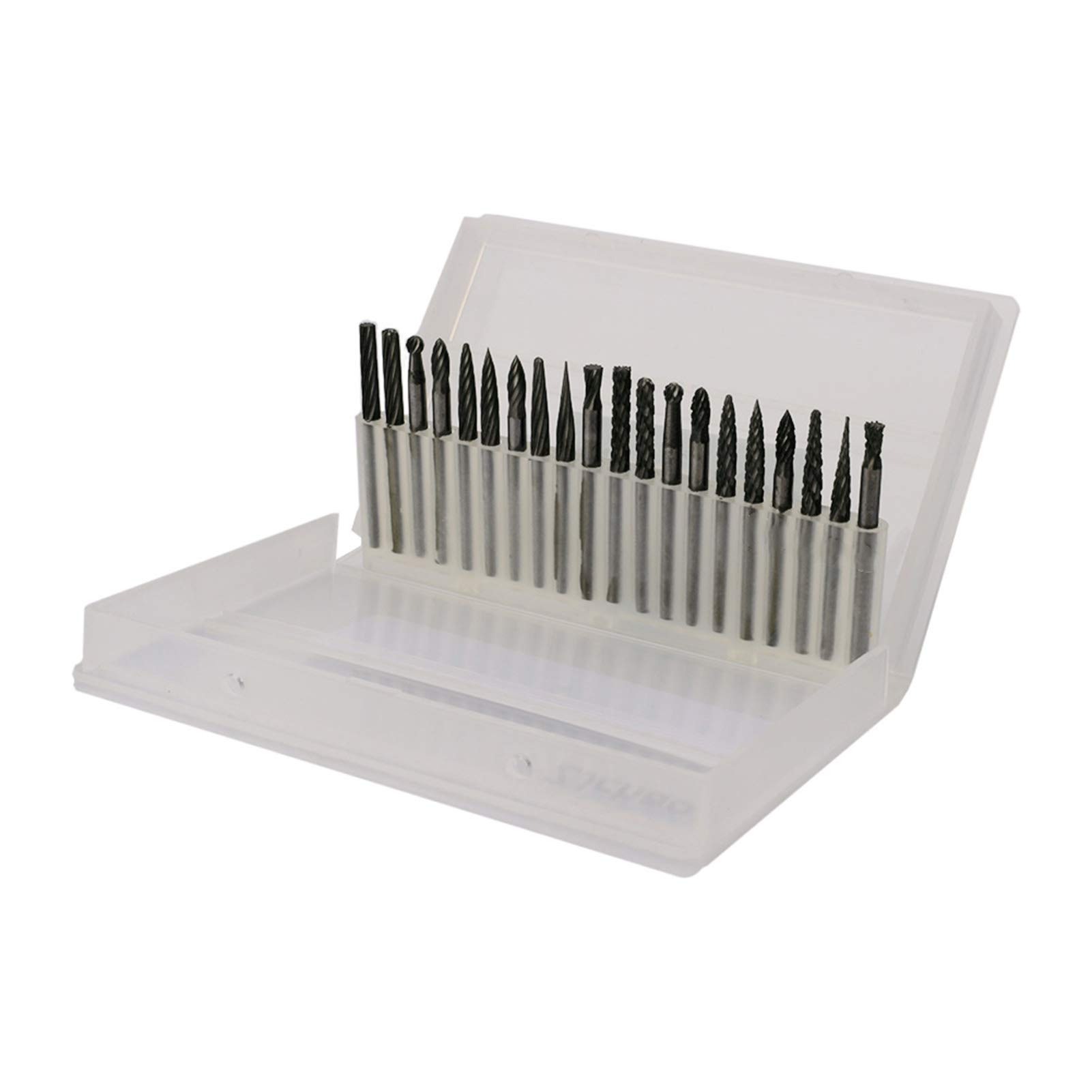 Akozon Carbide Burr Set 20szt 1/8 `` (3mm) Shank wolframu pilniki obrotowe frezy stożkowe do wiertła DIY obróbka drewna rzeźba metal polerowanie grawerowanie wiercenie