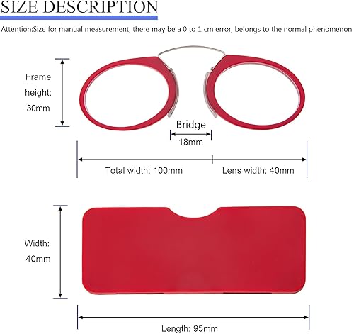 Miniatura 5 de DXYXYO Mini lentes de lectura sin brazos con clip en la nariz para hombres y mujeres, paquete de 2 lectores delgados y compactos con estuche