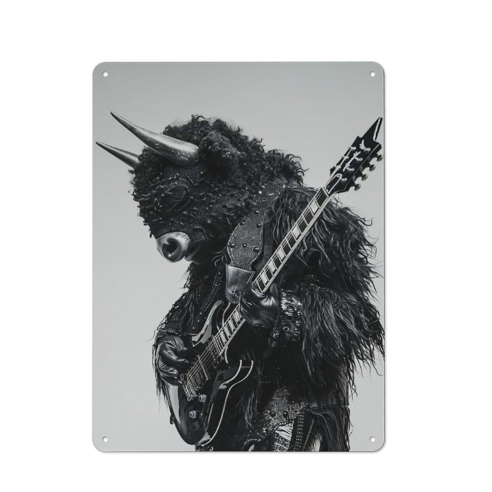 Junmoney Style-20 Vintage Tin Sign 40X30cm With Bison Guitar For Home Office Or Studio, New Home Wall Decor For Creative Workspace Decorators