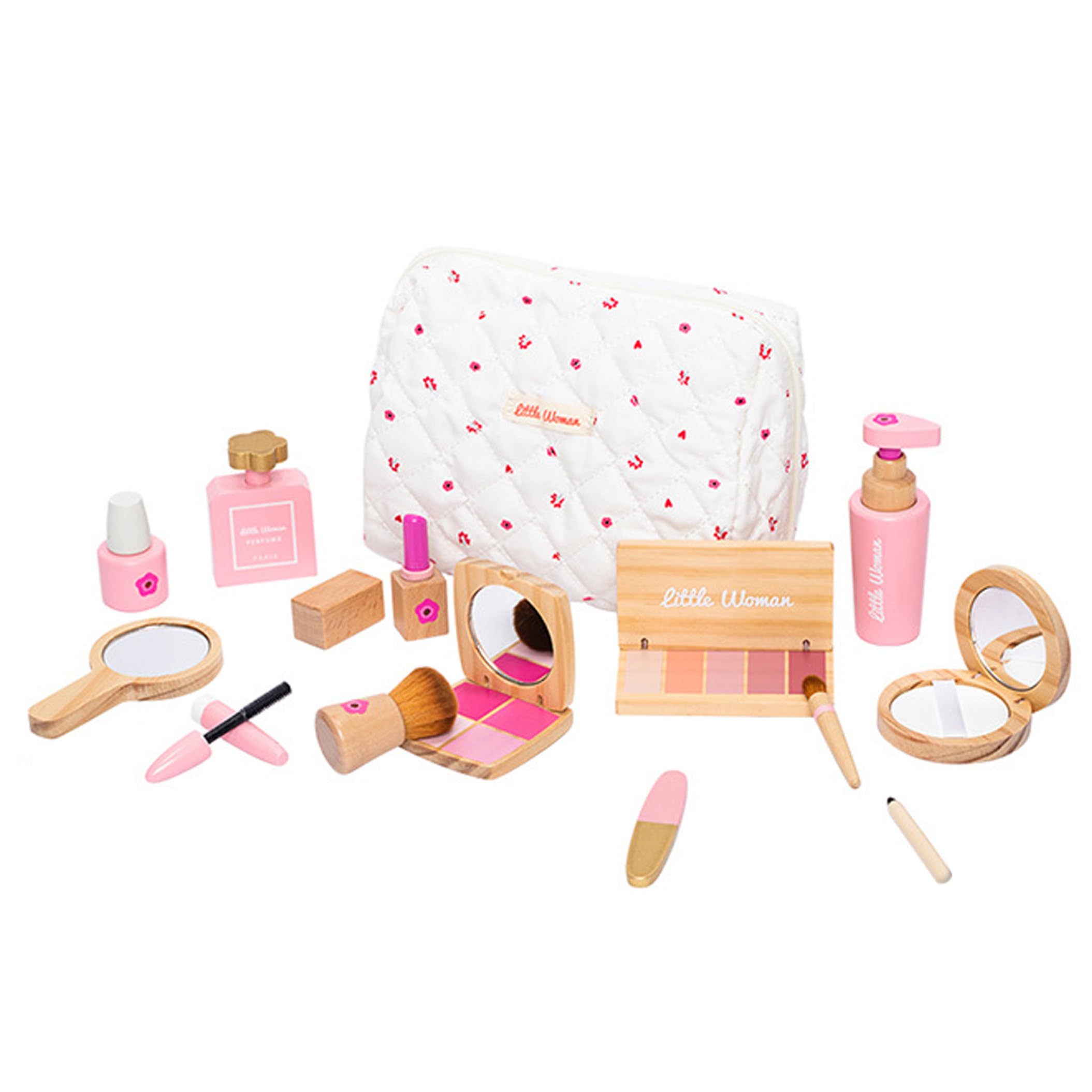 Set de Maquillaje de Madera para niños, Maquillaje de imitación con Bolsa de cosméticos