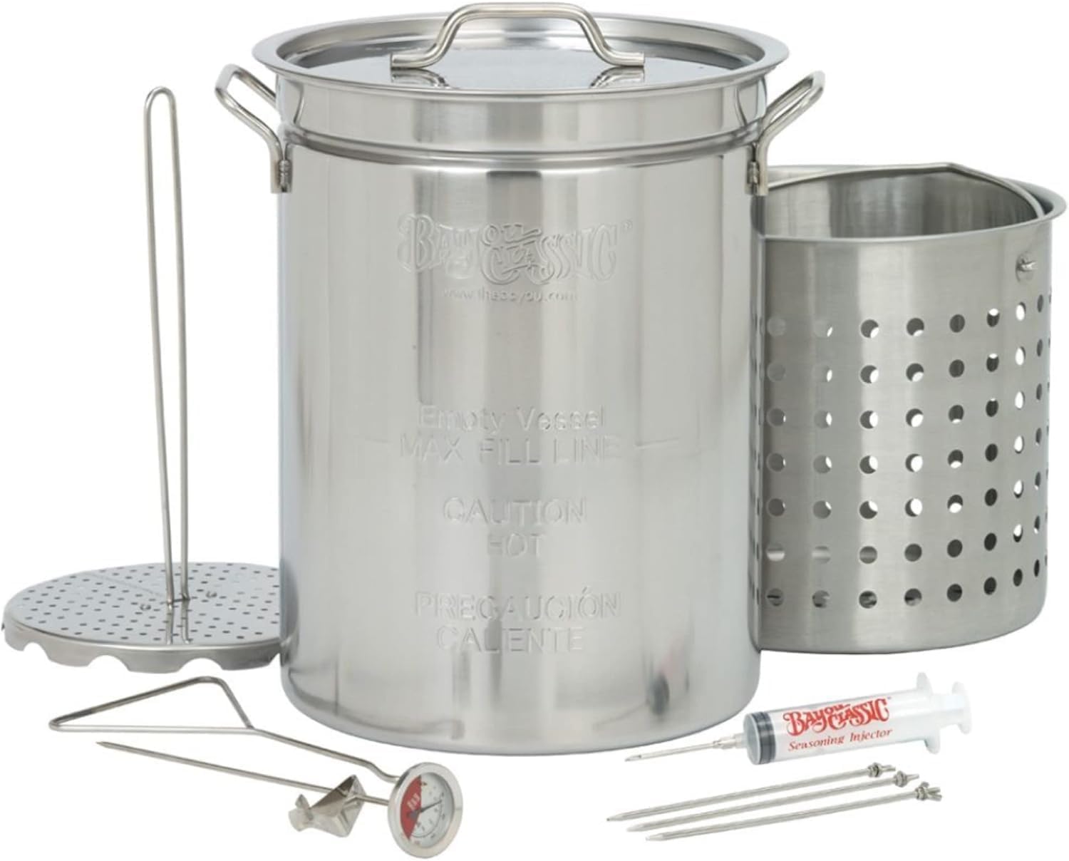 Bayou Classic 32 Quart Stainless Steel Outdoor Turkey Fish Deep Fryer Kit Extras ;JM#54574-4565467/341150492