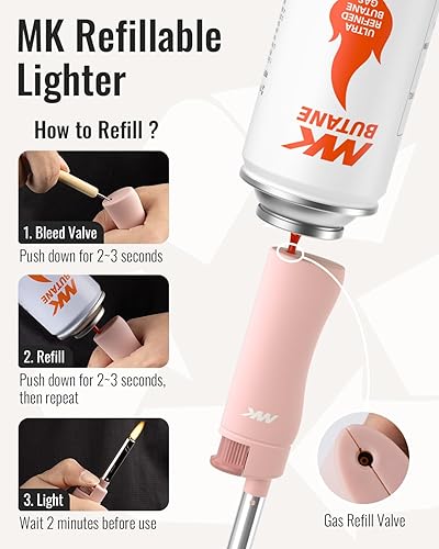 Miniatura 7 de MK Encendedor de 4 encendedores de velas, llama resistente al viento, ideal como encendedores para velas, encendedores de barbacoa, encendedores de