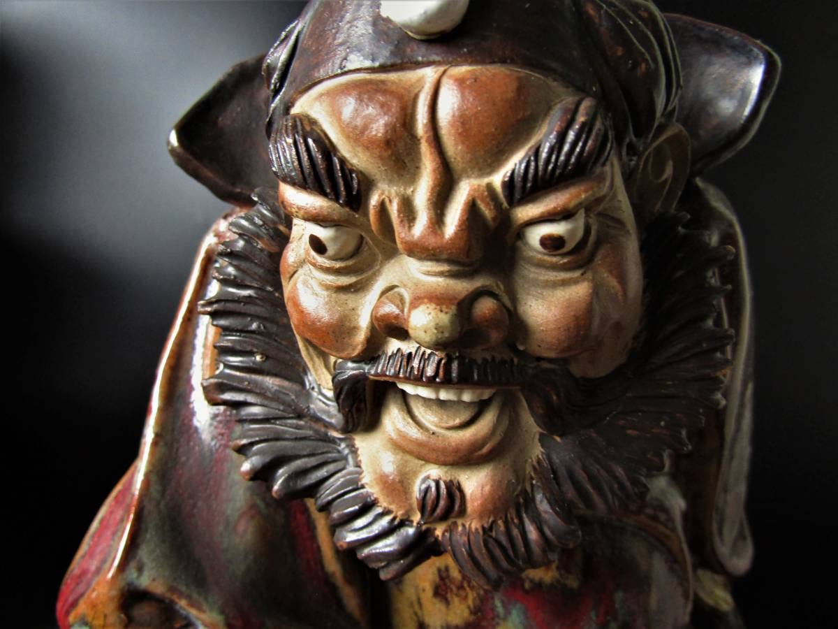蓋物陶磁器　古代中国外征図　28cm 中国/陶器人形/中国古玩/中国古美術品/古陶磁器/アンティーク