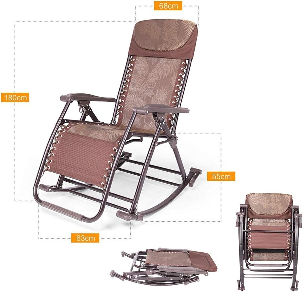 Portable Chair Rocking Chair Sun Loungers,Patio Deck Chair Reclining Garden Chair - Friendly Cotton Pad Outdoor Portable Recliners Chair - Support 440lbs