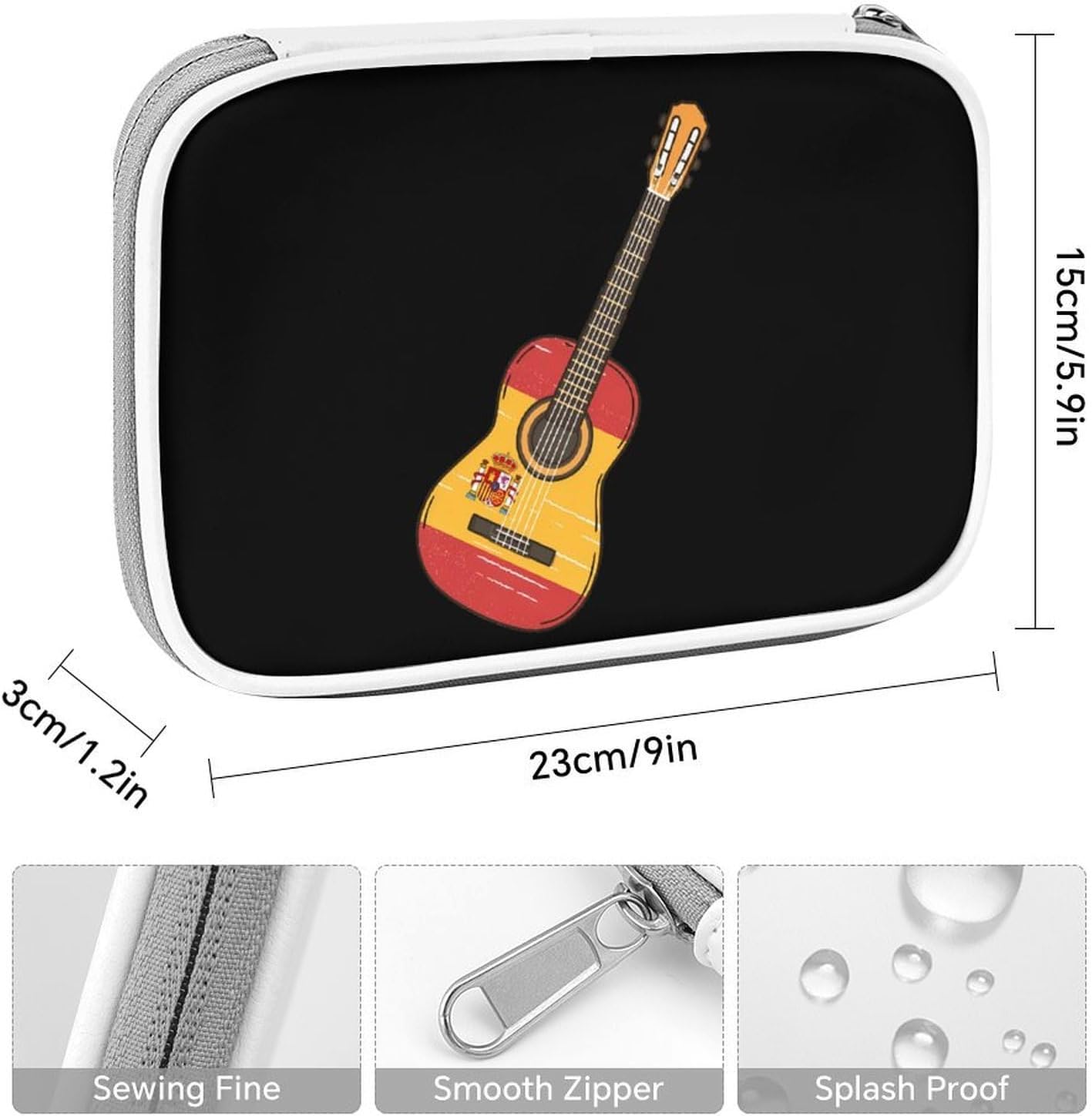 Spain Spanish Flag Guitar Cosmetic Bag Makeup Brush Organizer Bags image 2