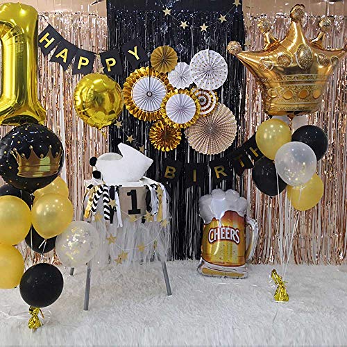 Image of Hola Fiesta|Gold Decoration Paper Fans Flowers for Wedding Birthday Carnival Welcome Thanksgiving Graduation Party Decorations, Set of 8