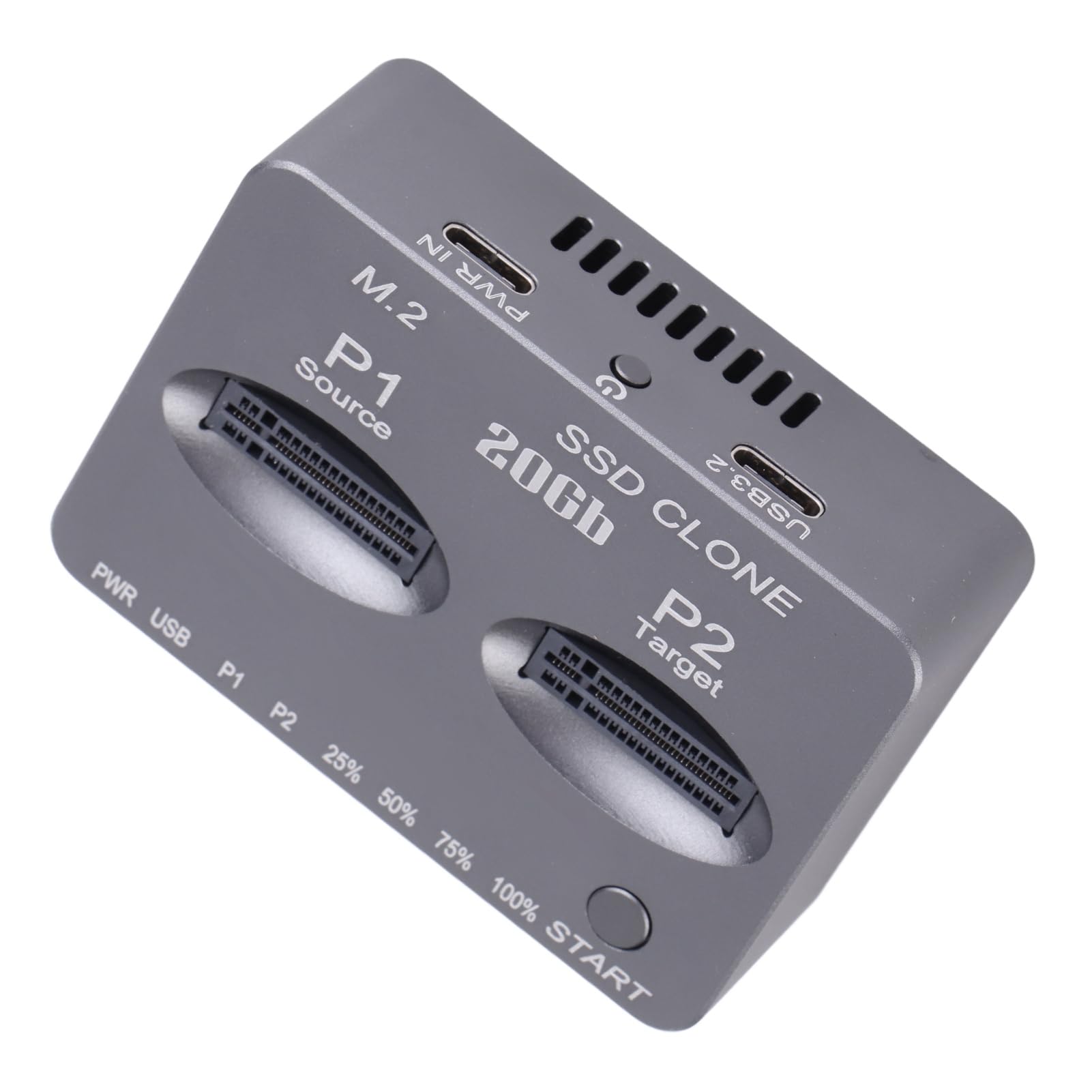 Fockety Stacja Dukująca M.2 Z 2 Zatokami, Obuudowa Zewnętrznego Dysku TWARDEGO USB Type C Gen2x2 20 GB/S NVME, Obosługa Duplikatora Klonowan of Offline DLA DYSKOW M.3 . KEY NVME SSD