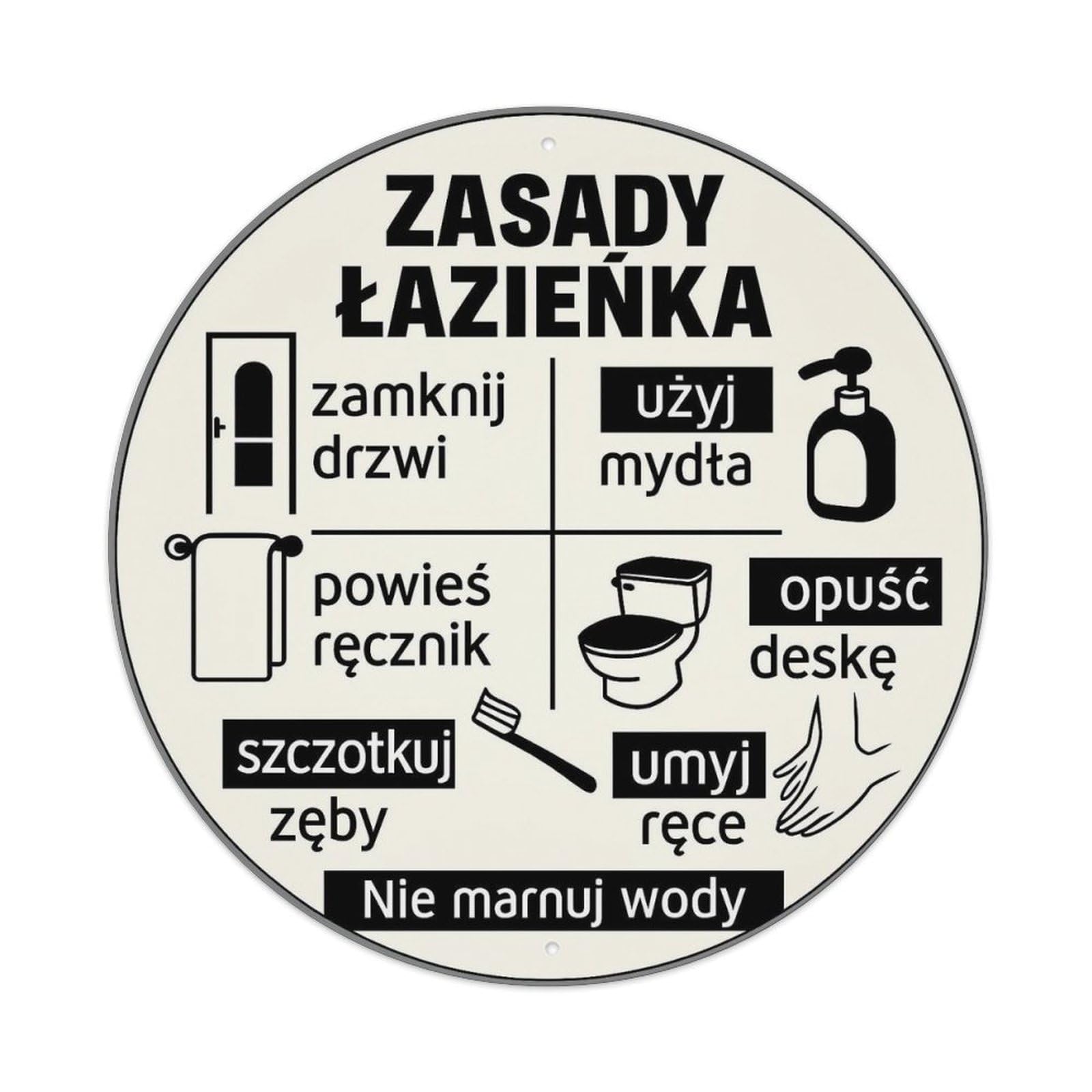 Bathroom Rules Sign Polish Language Metal Tin Sign Plaque