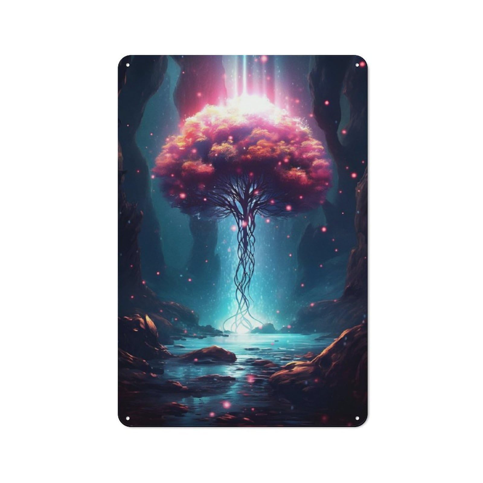 Junmoney Magical Tree Vintage Tin Sign 30X20cm With For Home Office Or Studio, For Home Office Decor Fans Refreshing A Room In Autumn