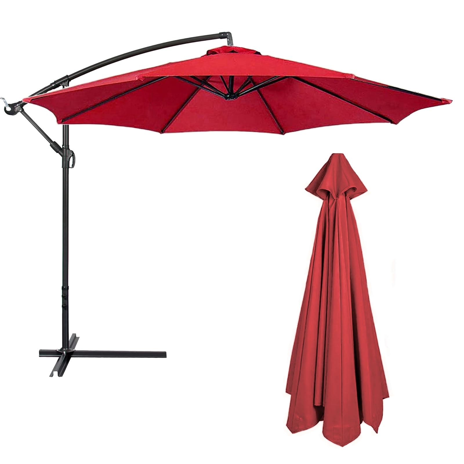 8 Arms Replacement Parasol Canopy Outdoor Umbrella Replacement Umbrella Top Universal replacement parasol fabric Cloth Garden Parasol Canopy Cover for Patio Beach Pool Market (Color : Bright red, Si