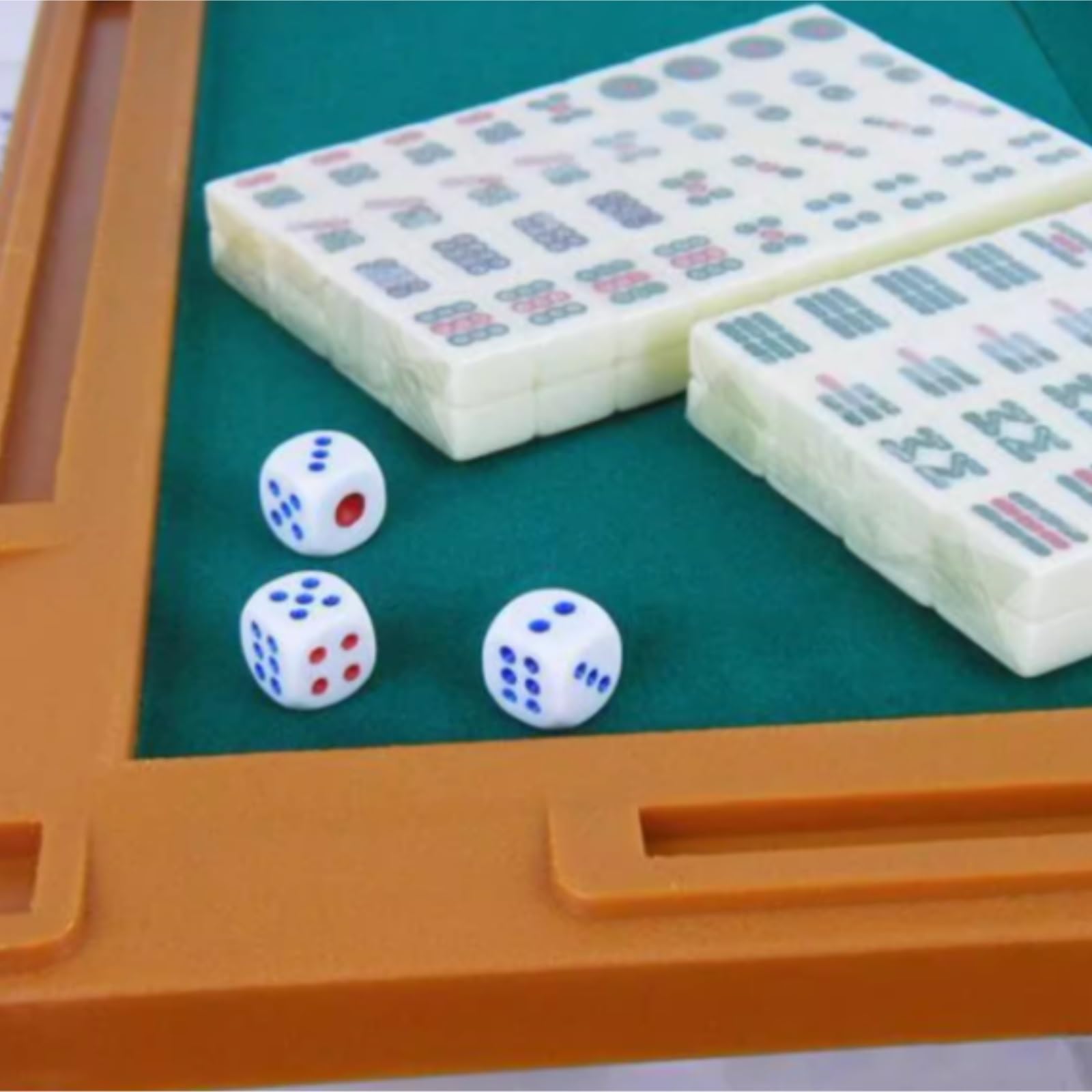 Chinesisches Mahjong Mahjong-Set, 144 Kacheln, Tragbar, Mahjong Mit Klappbarem Spieltisch, Majiang-Reiseset, Familienfreizeit Für Familie Reise Spiel
