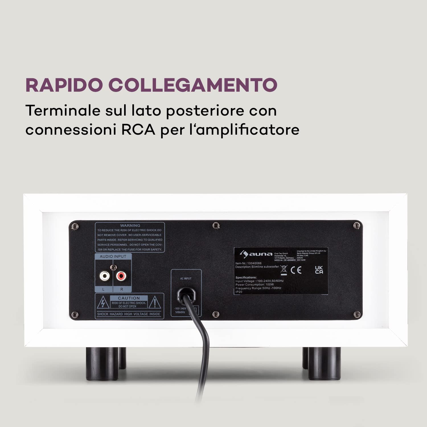 AUNA 2 Subwoofer Passivo, Casse Acustiche Passive 80W RMS con Output Max di 100W, Grandi Bassi, Design Compatto per Sistema Stereo e Home Theater, Amplificatore Subwoofer TV AUX per MP3 e CD