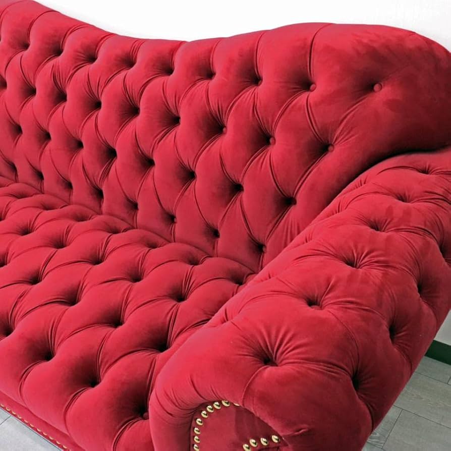 3Pソファ ベルベット レッド デラックスソファ 着脱式 3Pソファ ハイバック ベロア レッド 3人がけ 応接室用 背もたれ