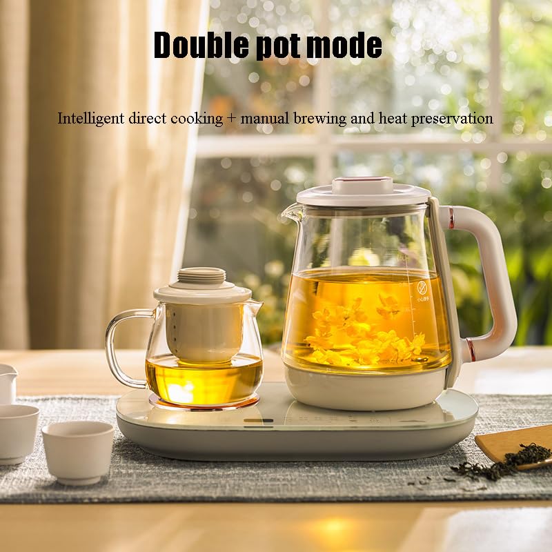 Bouilloire électrique 1L, Machine à thé en Verre Double avec Chaud de Tasse, contrôle Tactile 600W, réglages à 11 températures, Garder au Chaud, arrêt Automatique sûr pour Le Bureau à Domicile