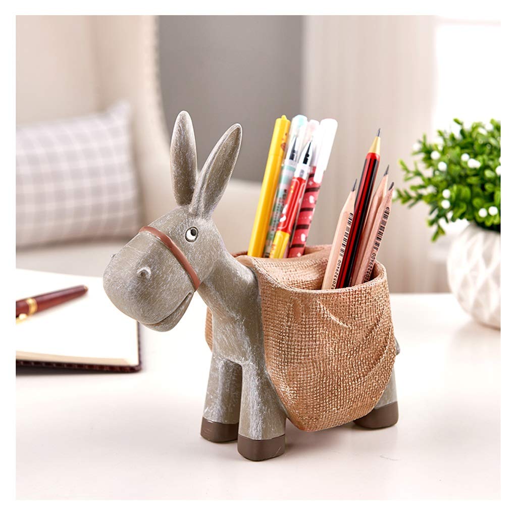 Carino Portapenne Desky Desktop Desktop Desktop Desk Organizer Resina Scatola di immagazzinaggio Penna Contenitore Scuola Scuola per Ufficio Articoli Cancelleria (Color : Brown)