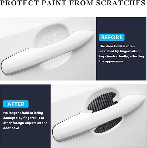 Miniatura 4 de 4 calcomanías para manija de puerta de automóvil, 3.3 x 3.4 pulgadas, protector de pintura de fibra de carbono de cuero, manija de puerta,