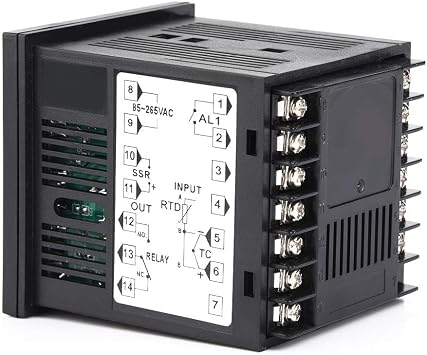 Marhynchus MC701 Digital PID Temperature Controller for K-type PT100 Sensor Input with Relay and SSR Output Black