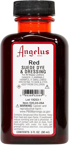Angelus Tinte para cuero de gamuza para zapatos, botas, bolsos, manualidades, muebles, Nubuck y más, rojo, 3 onzas