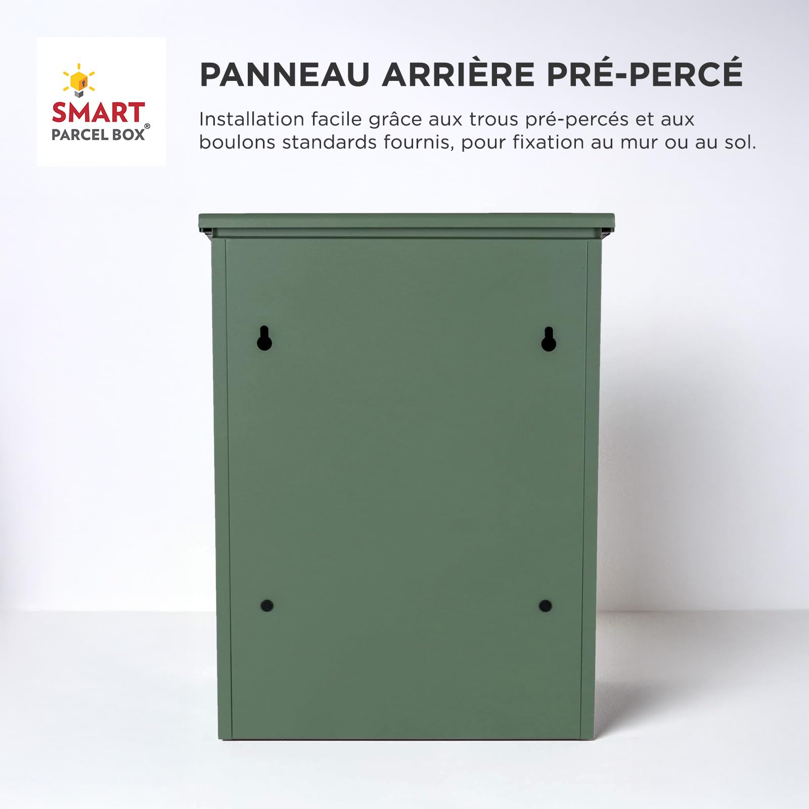 SMART PARCEL BOX Boite aux Lettres Colis, Fixation Murale, Individuelle, Acier galvanisé, 3 clés, Vert, 44 x 35 x 58 cm