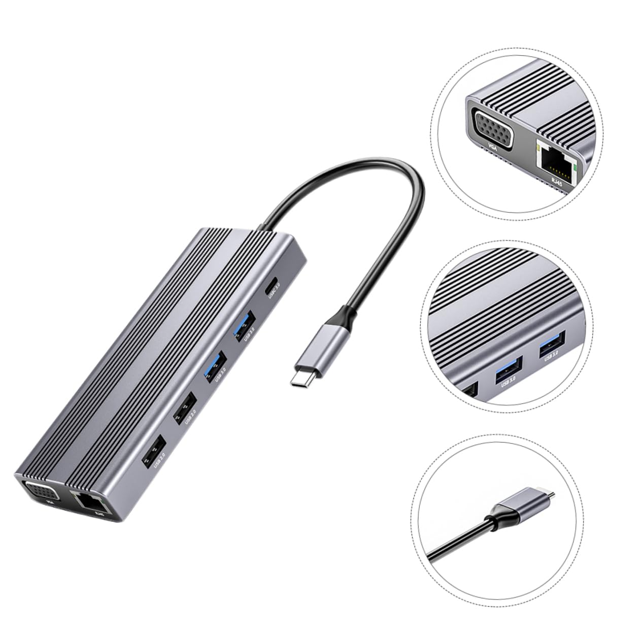 Portable Type Multi USB Splitter for Laptops Data Hub with Video Output Compatible with Mouse Keyboard and USB Drives Easy