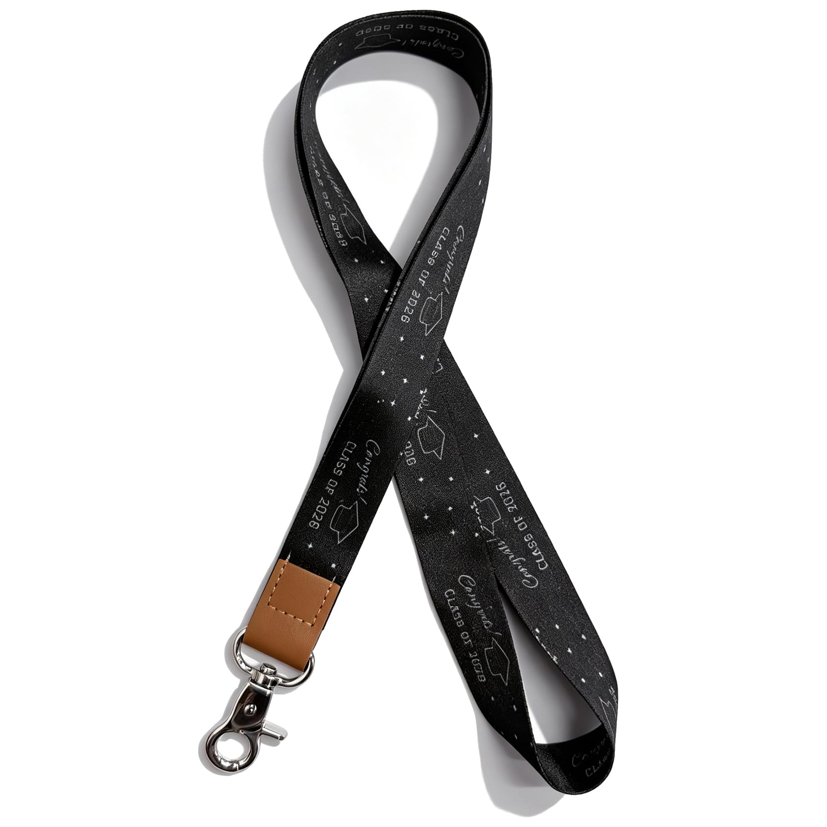 Lanyard for Keys and ID Badges, Neck Lanyard with Metal Clasp, Polyester Lanyard with Leather Accent