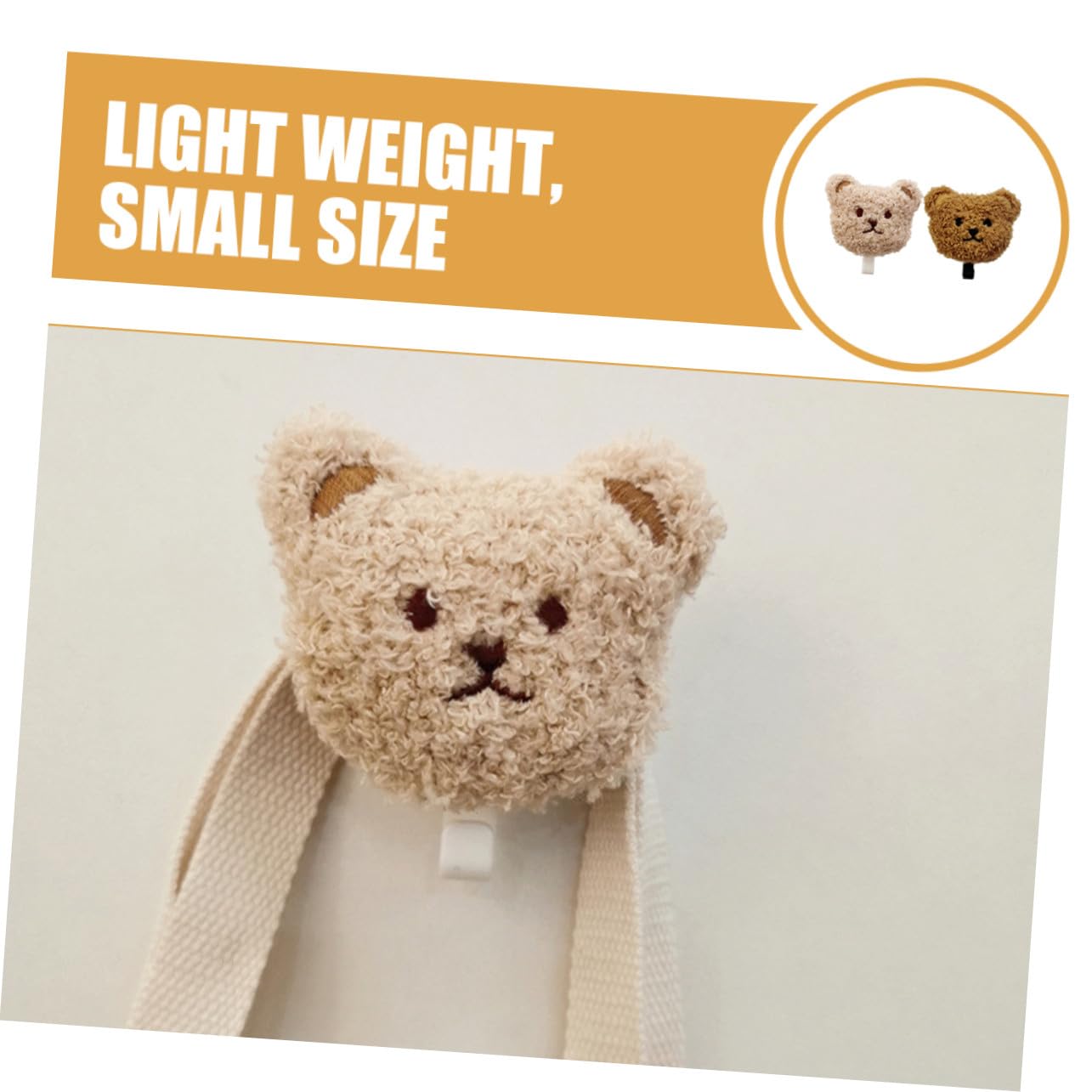 Ipetboom Gancio a Muro Orsetto Peluche Adesivo 2 Pezzi per Chiavi | Pp Legno, per Asciugamani e Ombrelli, Design Autoaderente da Porta, Stile Tenero