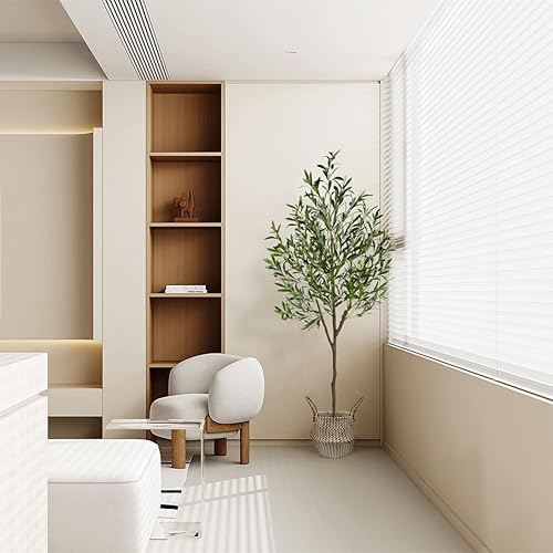 Miniatura 8 de Warmplants - Árbol de olivo artificial de 6 pies de alto, hojas de olivo falsas con cesta, árbol de seda de olivo topiario artificial para