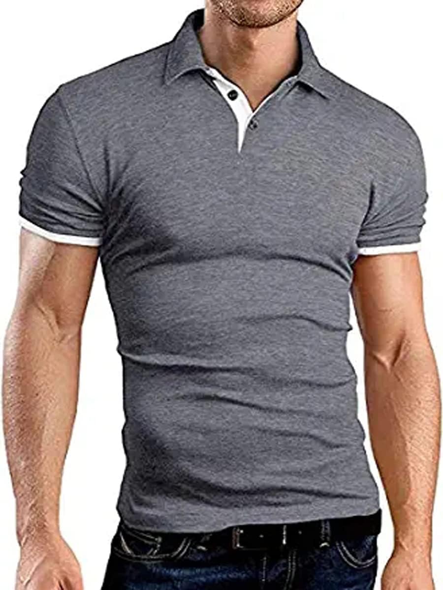 Men's Polo Shirts Short&Long Sleeve Slim Fit Classic Collar Golf Tops