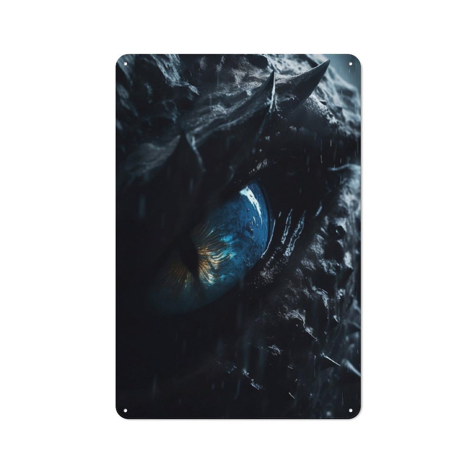 Junmoney Predator Dragons Blue Eye Tin Wall Plaque 30X20cm With For Bar Or Restaurant, Suited To Bar Decor Enthusiasts