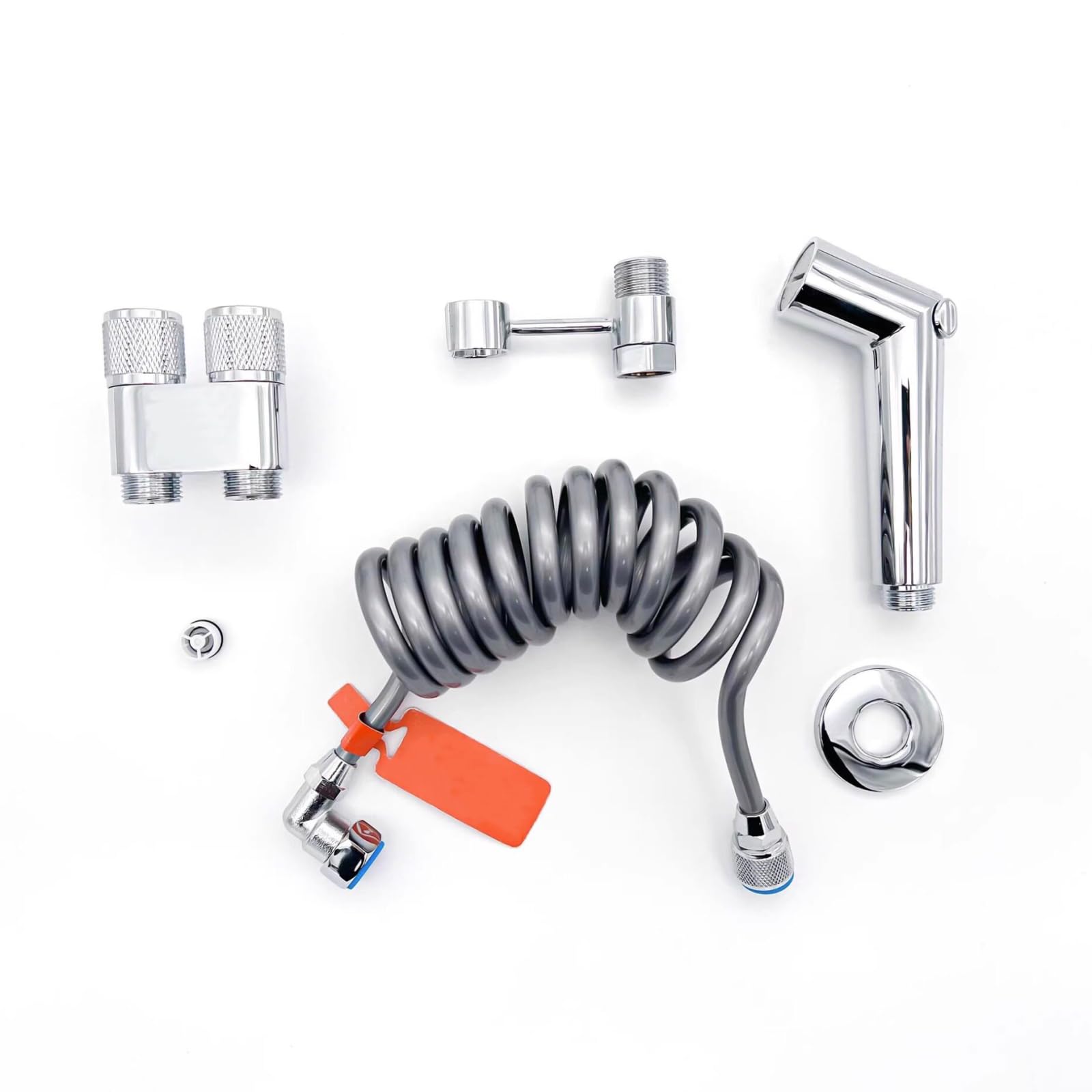 Kit Pulverizador Bidé Cabezal Ducha Bidet para WC Latón Montado En La Pared con Válvula Desviadora Y Soporte Adecuado para Descarga De Drenaje De Suelo,Gris Pistola