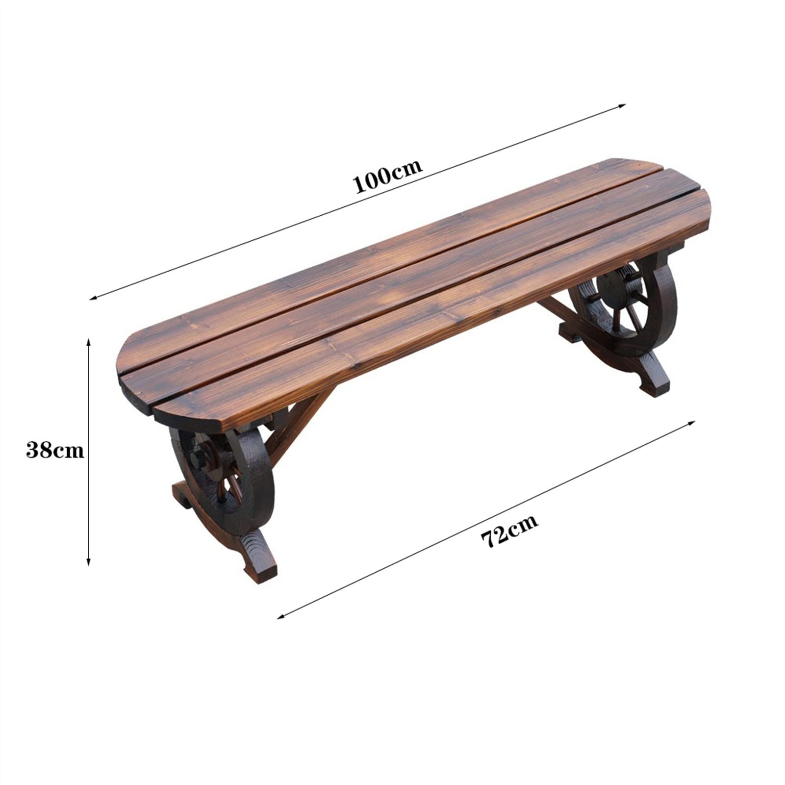 Panche da Giardino 100/120 cm Porch Bench Banco in legno Banco Carbonizzato Forma a forma di sedia Poltroncina Seduta ovale Stile Pastorale Divano a due posti Panca da esterno Panchine per Esterni ( S