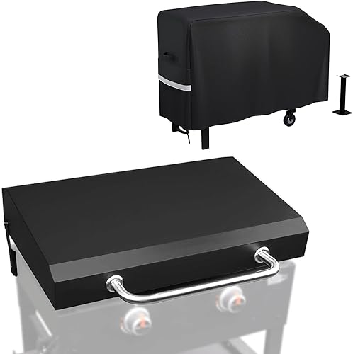 Miniatura 1 de Tapa de plancha para parrilla Blackstone de 28 pulgadas, parrilla con tapa con bisagras para exteriores, cubierta dura con asa para 28 pulgadas,