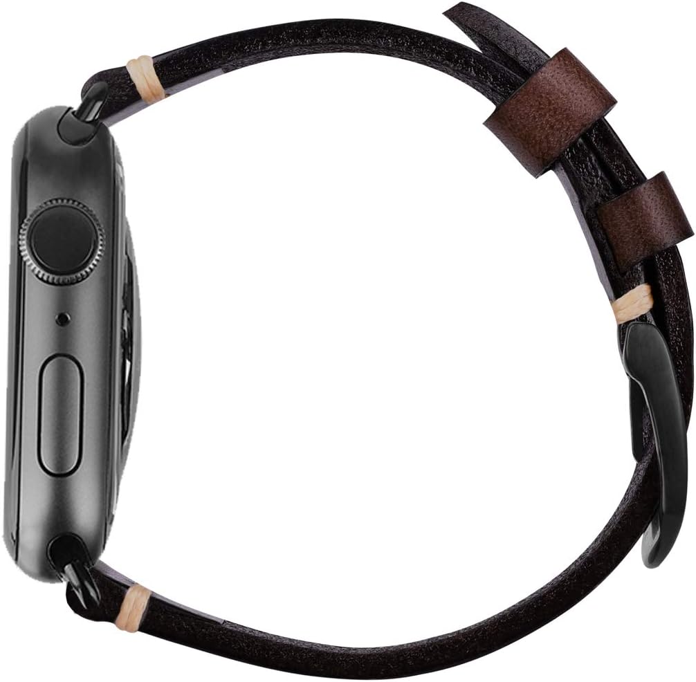 MroTech compatible with Apple Watch Band Ultra 49mm 45mm 44mm 42mm Band replacement for iWatch Series 8 7 6 5 4 3 2 1 Band Genuine Leather Wide Strap Men Women Bracelet,42/44/45/49 mm Antique Coffee