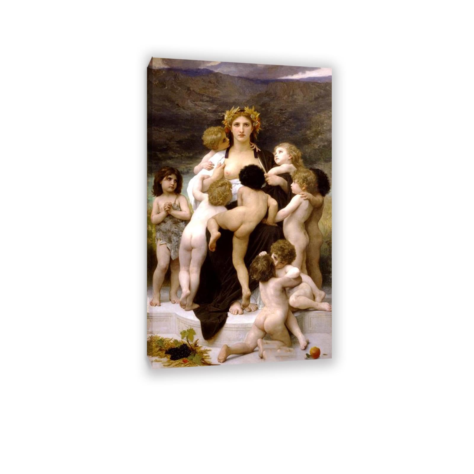 Rxnhgjds Framed William-Adolphe Bouguereau Wall Art The Motherland Fine Art Portrait Wall Painting Aesthetic Wall Decor For Living Room Bedroom Bathroom Home Decor 120X70cm Inner Frame