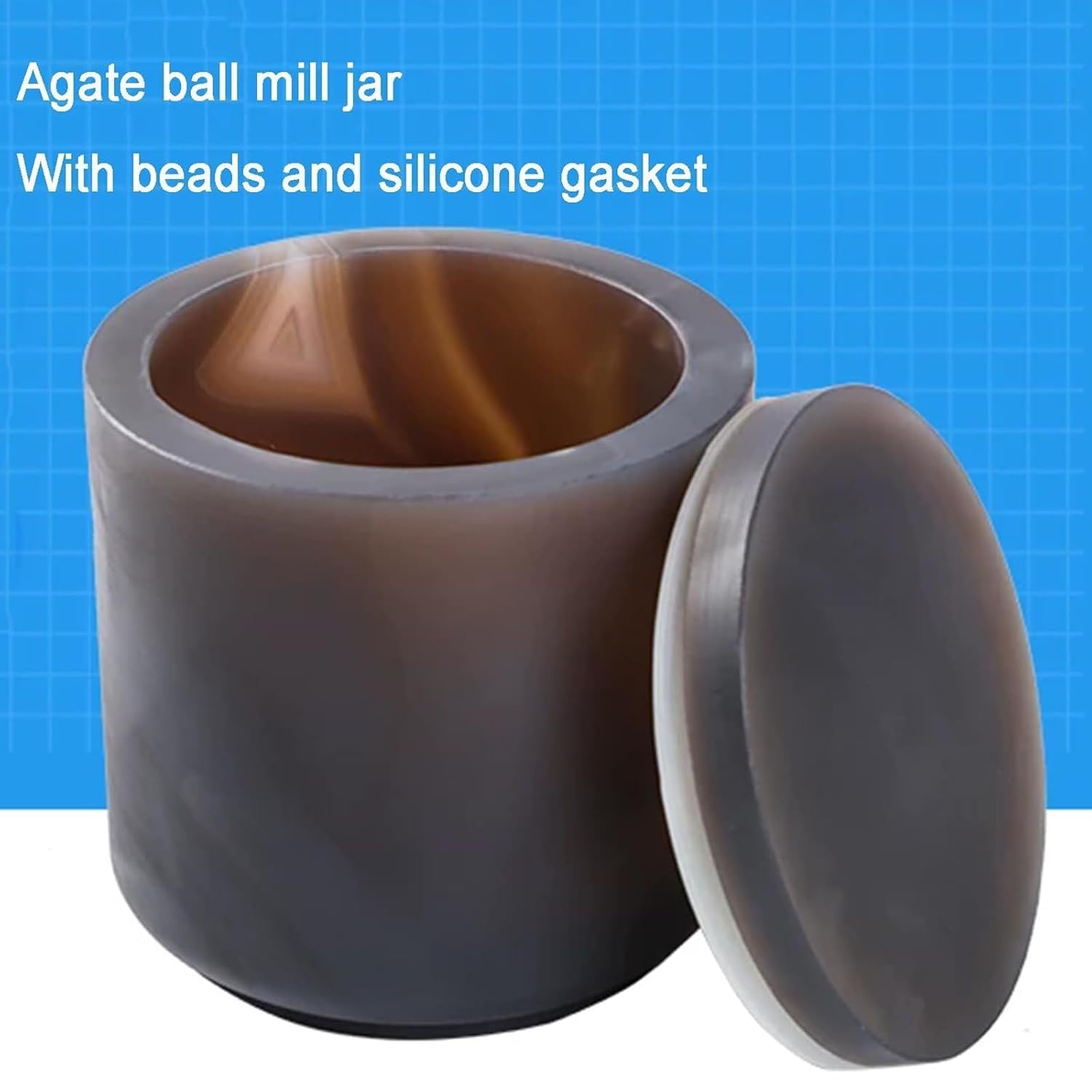 Planetenkugelmühlen-tankset, Mahlgefäß Aus Naturachat Mit Mahlkugeln Und Dichtungsring, Mohs-härte 7,2–7,5, Frei Von Verunreinigungen, Ideal Für Den Laboreinsatz. 250ml