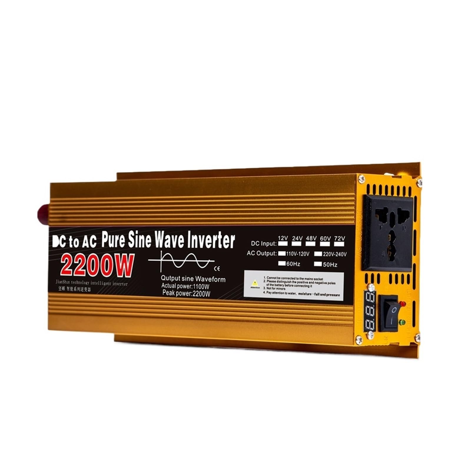 PWANUIGTE Inverter 12v 220v Pure Sine Wave 1600W 2200W 3000W DC to AC 220V Portable Power Supply Converter Car Solar