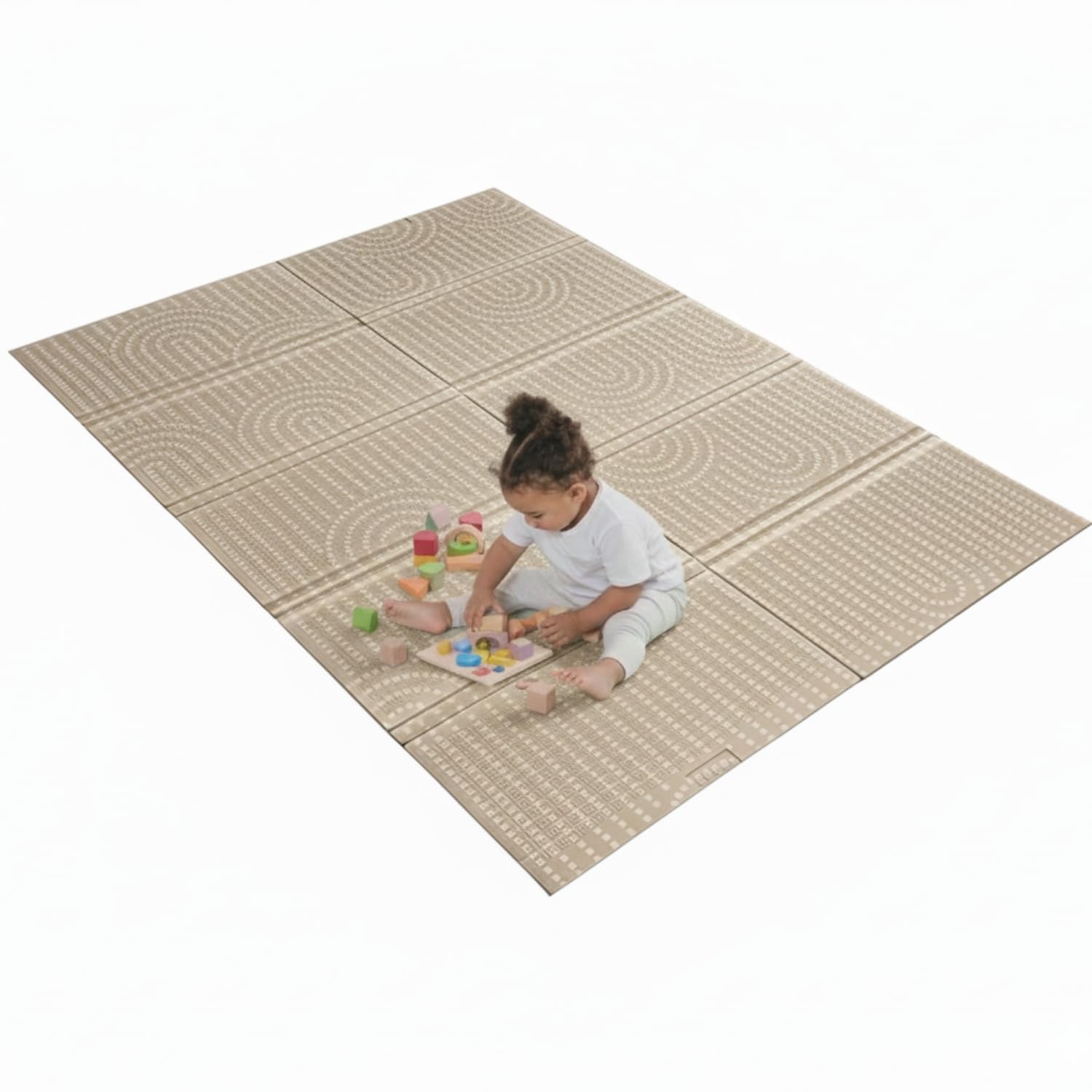 BÉABA, Tapis de Motricité XXL 200x150 cm, Tapis d'Eveil Réversible 2 Faces, Mousse Haute Densité 1,5 cm, Imperméable, Facile à Nettoyer, Pliable avec Sac de Transport, Play Life/Arch