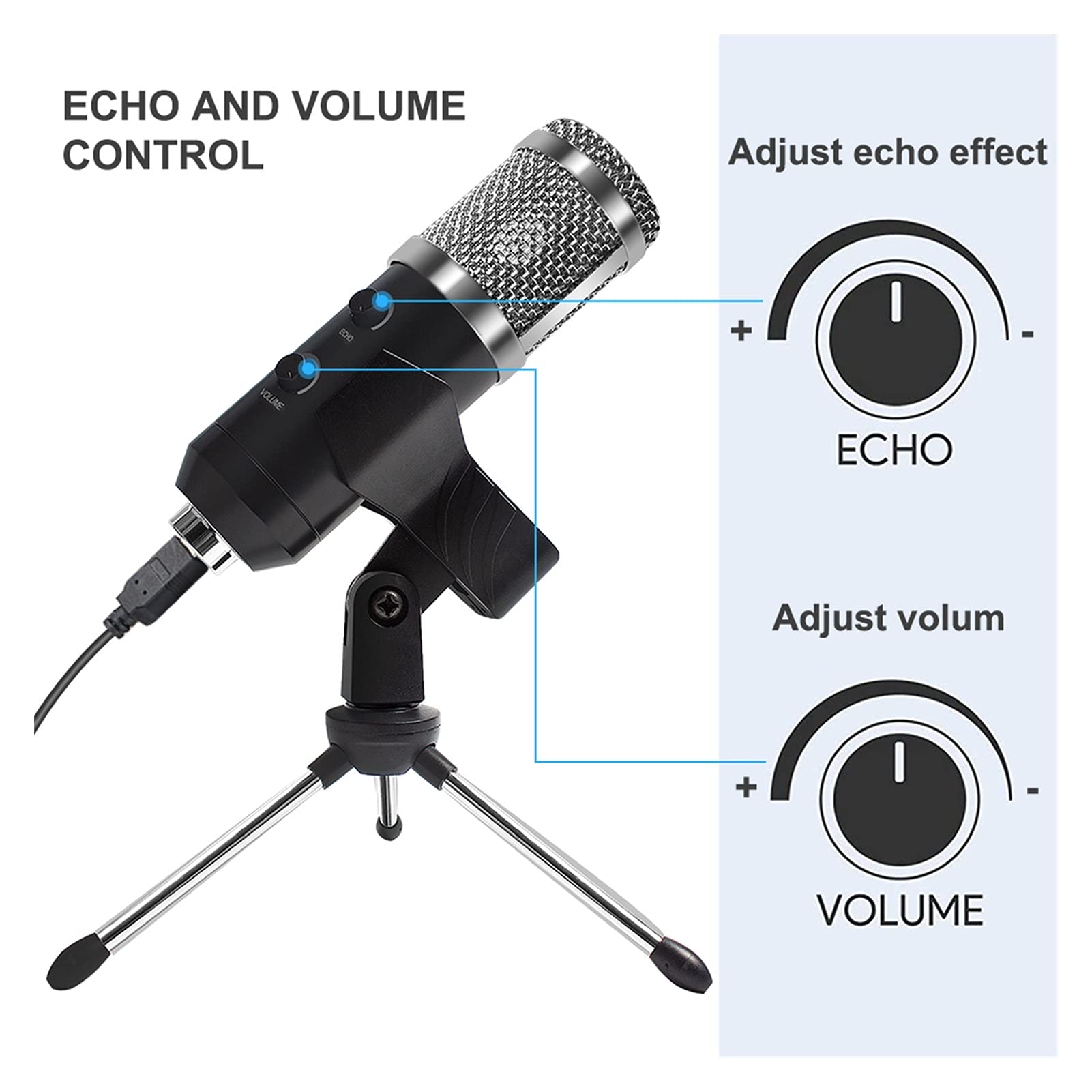 ywzhushengmaoyi mikrofon Microfono USB Microfono per PC E20 con Supporto a 6 Pollici Bracciolo a 5 Pollici Kit Studio di ribalta Professionale Microphone (Color : 2)