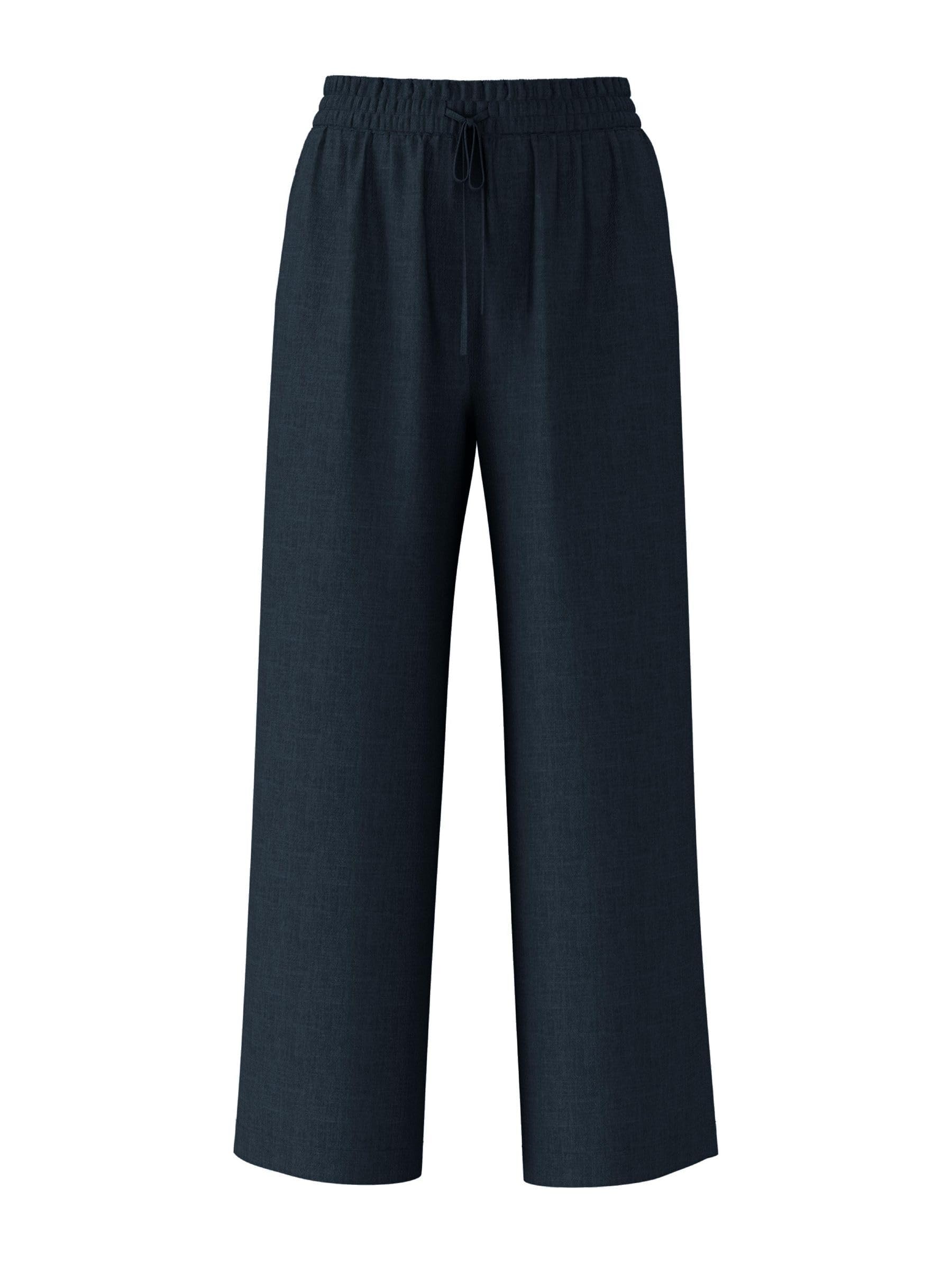 SELECTED FEMME Women's Slfviva-gulia Hw Long Linen Trousers Noos Fabric Trousers, Dark Sapphire, 10
