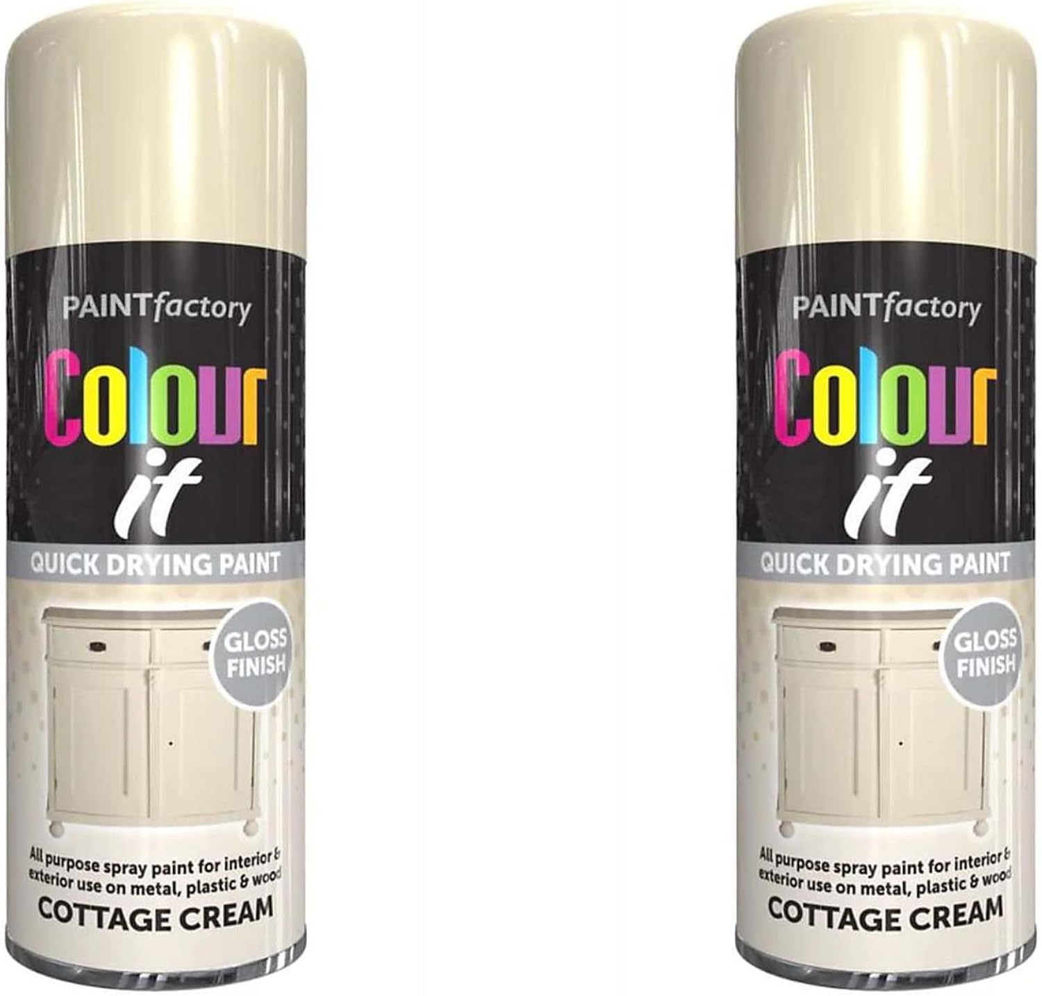 Colour It Cottage Cream Quick Drying Paint, Multi-Surface, Gloss Finish, Smooth Coverage, Durable, Rust-Resistant, Long-Lasting, Ideal for Doors, Gates, Railings & Furniture, 400ml (Pack of 2) — image 1
