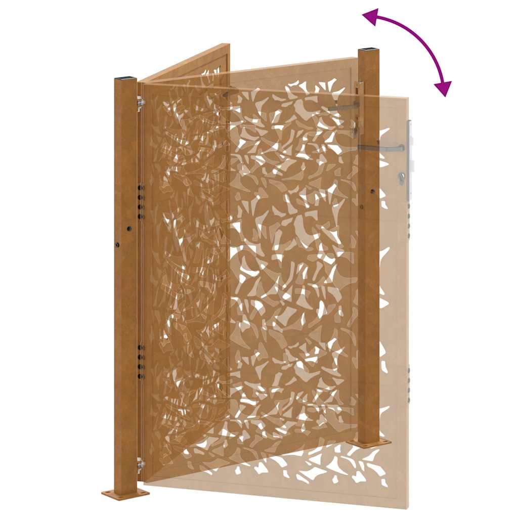 vidaXL Gartentor 100x125 cm Wetterfester Stahl Blatt-Design, Zauntor, Outdoor Tor, Eisentor, Sicherheitstor, Einfahrtstor, Metall Zauntor
